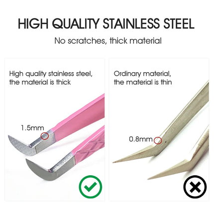 Natuhana Rose red Tweezers Stainless Steel  Tweezers High Precision Anti-static Tweezers for Eyelash Extensions Makeup
