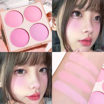 Smart 4-Color Matte Blush Palette – Natural Glow, Easy to Blend, Lightweight Cheek Color for Nude Makeup & Festival Looks