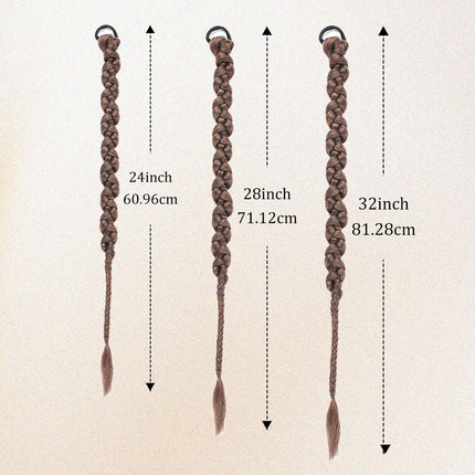 Long Braiding Synthetic Hair Extensions 2 Pieces Set Twisted Ponytail Extension with Rubber Bands Double Fishtail Braided
