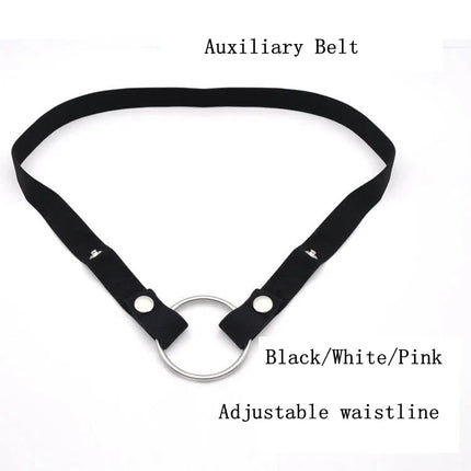 Adjustable Male Chastity Cage Anti-off Device with Elastic Band Auxiliary Belt - Scrotum Support Ring Underwear Rope Sex Toy