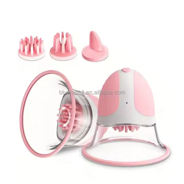 Blue Rabbit Nipple Massage Stimulation 10 Speeds Breast Vacuum Pump with Brush