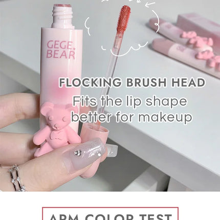Gegebear Bear Lip Glaze Matte Velvet Lipstick Long-lasting Whitening Lip Cream Lip Mud