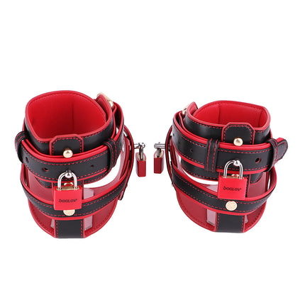 LEZEE Footcuffs Forced Tiptoe Spiked Ankle Cuffs Leather Binding Bondage Restraints Strap Heavy Duty Foot Stimulation Slave Toys