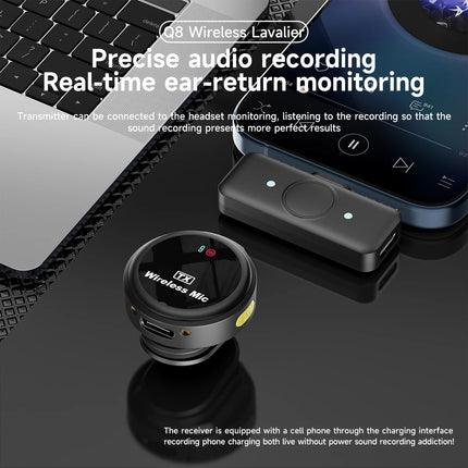 Wireless Lavalier Lapel Mini Microphone for iPhone iPad Android Outdoor live streaming Recording Interview with Magnetic Clip