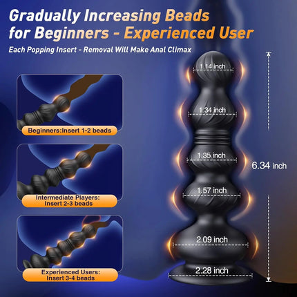 Thrusting Anal Beads Prostate Massager Anal Vibrator Toys Butt Plug Trainer Vibrating Thrusting Sex Toys for Men Women Adult