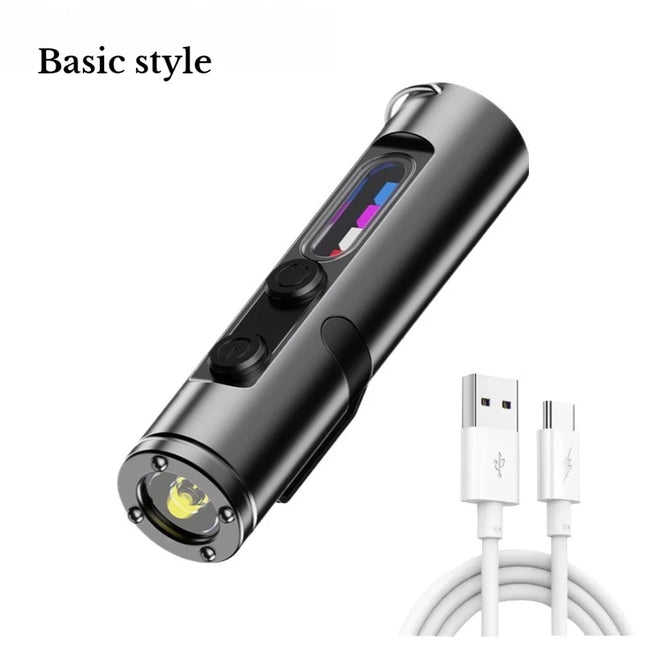 Mini Keychain LED Flashlight USB Rechargeable Waterproof Magnetic EDC Torch Pocket Light for Outdoor Camping Hiking Emergency