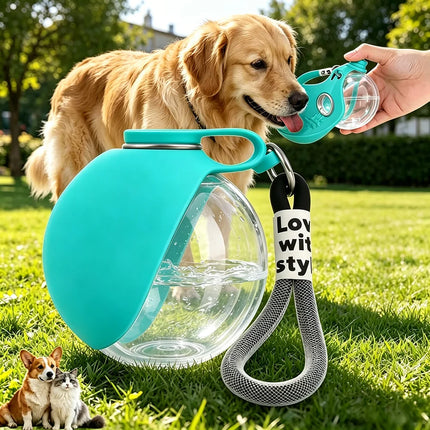 Anti-leak Dog Water Bottle 285ml Outdoor Travel Portable Pet Drinking Bowl Hanging Lanyard Puppy Walking Water Feeder