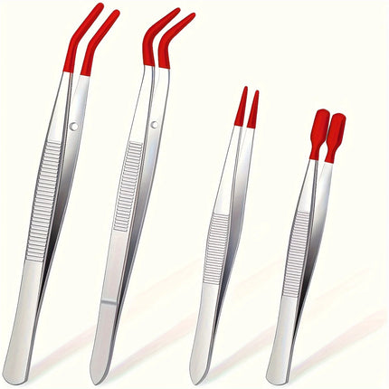 Stainless Steel Tweezers Stainless Steel Plastic-Coated Tweezers For Eyelash Extension Assistance Coin Clips Stamp Clips Tool