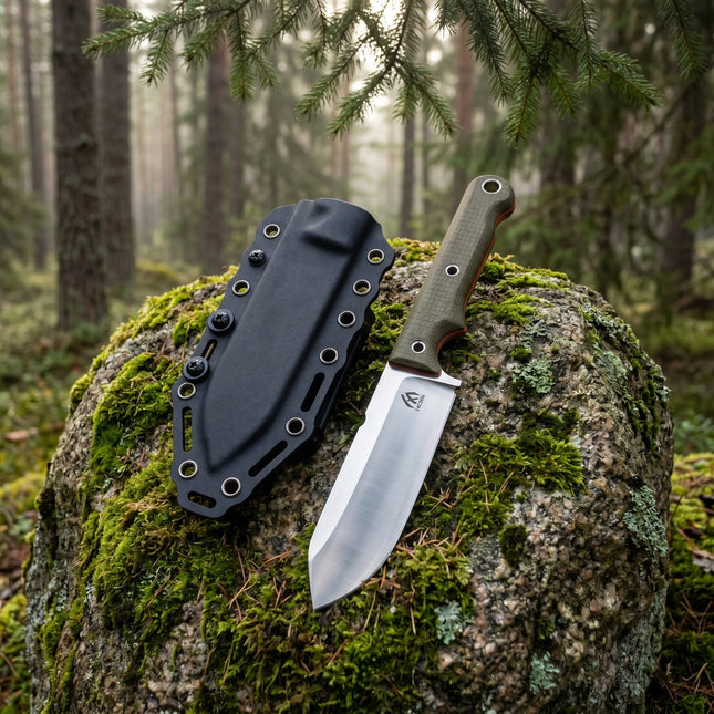 High-quality steel fixed blade, outdoor knife, camping knife, high-hardness stainless steel one-piece tang with sheath emergency