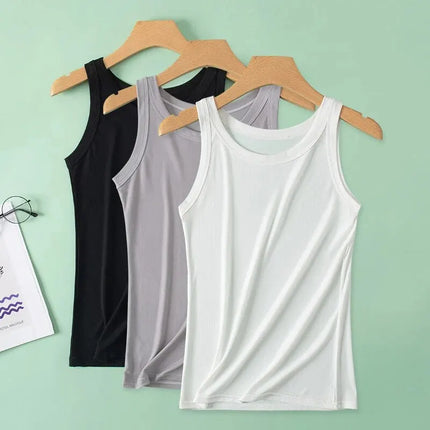 1/3 Piece Four Seasons Thin Solid Color Camisole for Young Women Plus Size Comfortable and Sexy T-shirt Shirt Casual