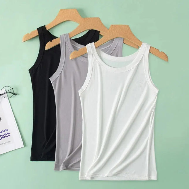 1/3 Piece Four Seasons Thin Solid Color Camisole for Young Women Plus Size Comfortable and Sexy T-shirt Shirt Casual