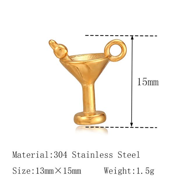 3Pcs Lipstick/Martini Wineglass/Ballet Girl Charm Fashion Stainless Steel Pendant DIY Exquisite Necklace Bracelet Jewelry Making