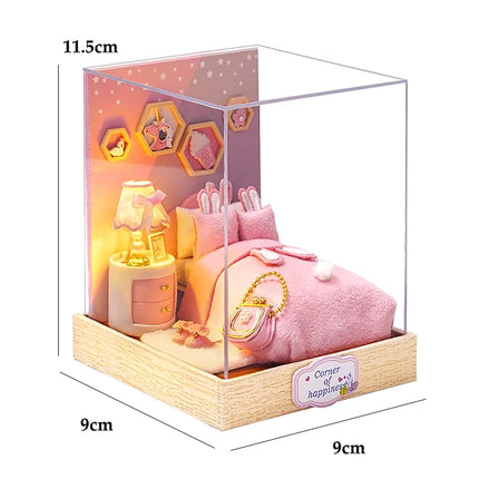 NEW DIY Wooden Book Nook Figurines Miniatures Doll House Kit 3D Puzzle Bookend for Friends Birthday Gifts Home Decor Crafts