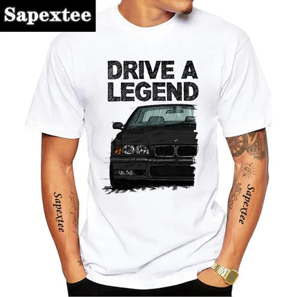 E30 E28 E36 Low Style Skull Driver T-Shirt New Summer Men Short Sleeve E90 Sport Car Design Boy Casual Tops Adventur White Tees