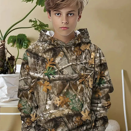 Camouflage Hunting Hoodies Forest Print Boy Clothes Outdoor Sports Long Sleeve Trip Tactical Training Esweatshirt Kids Clothing