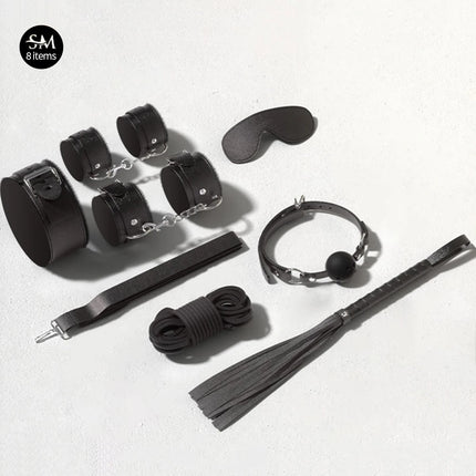 Sex Toys BDSM Bondage Kits Genuine Leather Restraint Set Handcuffs Collar Gag Vibrators Sex Toys For Women Couples Adult Games