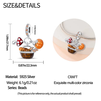 Autumn New 925 Sterling Silver Brown Maple Leaf Pumpkin Bee Charms Bead Fit 3mm 925 Original Bracelets DIY Jewelry Warm Gift