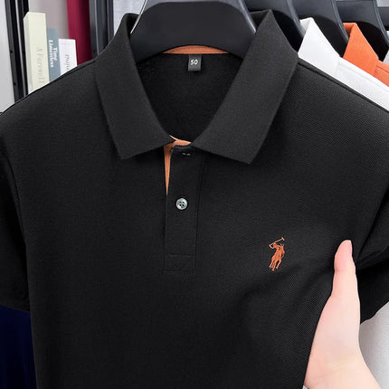 100% pure cotton men's short-sleeved polo shirt, hot-selling summer fashionable horse logo embroidery classic Paul casual T-shirt