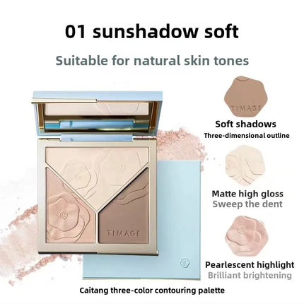 TIMAGE contouring palette upgraded version 2.0 three-dimensional brightening face highlight three-color matte shadow palette
