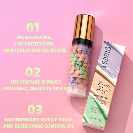Qibest Three Color Press Release Cream Concealer Isolate Makeup Facial Base Brightening Cream Liquid Concealer Face Primer
