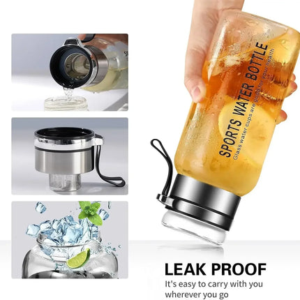 Large Capacity Glass Water Bottle Transparent Milk Juice Cup  for Tour Outdoor Sports and Travel Leak Glass Bottle