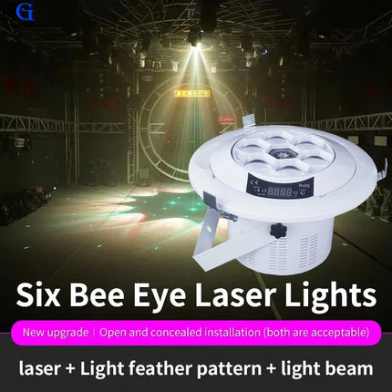 6x10W Bee Eyes Laser Light DJ Party Disco Stage Beam Effect Lighting DMX512 Bar RGB Laser Light for Christmas KTV Night Club