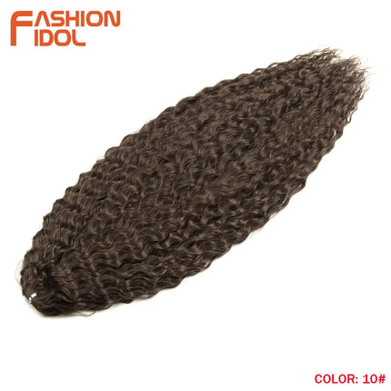 FASHION IDOL 22 Inch 300g 3PCS Ariel Curl Hair Water Wave Twist Crochet Hair Synthetic Ombre Brown Fiber Braiding Hair Extension