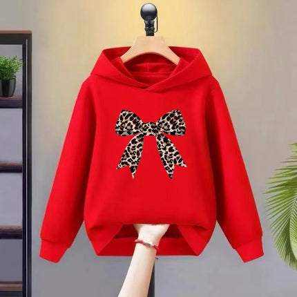 Children's leopard print butterfly festival hoodie, suitable for boys and girls aged 7-14, stylish and comfortable hoodie