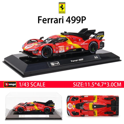 Bburago 1:43 Le Mans Ferrari 499P 2024 488 250 512 Alloy Luxury Vehicle Diecast Pull Back Cars Model Toy Collection Gift