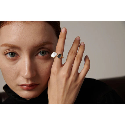 Yhpup Acrylic Shell Ring Jewelry 316L Stainless Steel Geometric Women Finger Ring Bagues Pour Femme Accessories Femme Gift