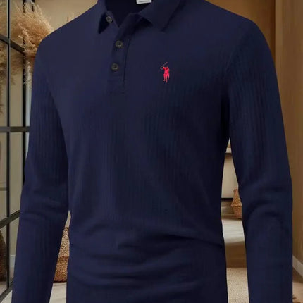 Men's long-sleeved polo shirt, high-end brand, exquisite embroidery, 2025 Spring and Autumn collection, casual, breathable, fashionable T-shirt top