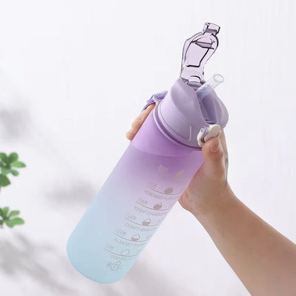 900ML Water Bottle With Time Marker Plastic Motivational Water Bottle with straw Drinking Bottle for Gym Sports Outdoor Travel