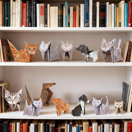50pcs/Set 3D Cute Origami Cats and Dogs, Creative DIY Origami Kit, Fun Activities for Adults and Children, Desktop Decoration, Pet Lover's Gift, Christmas Gift, Home Decor