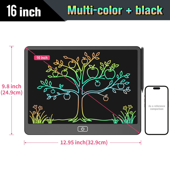 16-inch LCD Writing Board, Colorful Electronic Drawing Pad for Kids, Reusable Portable Writing Tablet, Perfect Educational Toys