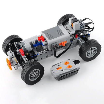 4WD RC Car Chassis Electric Set Building Block Motor Wheels RC Reciever Battery Box Functions Simulation Spray MOC Technical Toy