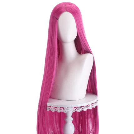 Long Straight Cosplay Wig Centre Parting Central Split Blond Pink Red Purple Heat Resistant Synthetic Hair Wigs