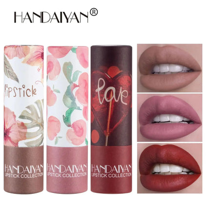 8 Colors Velvet Finish Lipstick Waterproof Long Lasting Moisturizing Non Stick Cup Nude Pink Red Lip Makeup Cosmetics