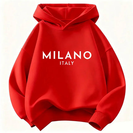 Fashion Letter Printed Milano Italy Y2k Hoodie Kids Children's Sweatshirt Hoody for Boys Girls Casual Hoodies Hip Hop Clothes