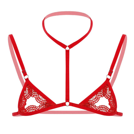 Sexy Men Harness Erotic Bra Man Lace Lingerie Sissy Nightwear Fetish Sheer Halter Neck Crossdress Straps hombre Mini Bras