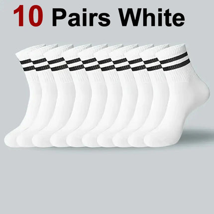 10/20 Pairs Striped Crew Socks - Men Women Breathable All-Season Casual / 10/20 Paires Chaussettes Rayées - Unisexe