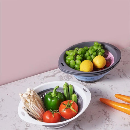 Silicone Folding Washing Drain Basket Fruit Vegetable Washing Strainer Multi-use  Kitchen Storage Basket Collapsible Organzier