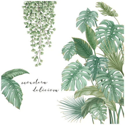 Tropical Monstera Leaf Plants Wall Art Sticker Nordic Wall Decals Vinyls Stickers for Living Room Bedroom Kitchen Home Decor
