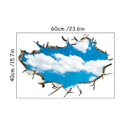 3D Wall Hole Art Star Sky Mural Meteor Crescent Moon Vinyl Stickers Home Decoration for Aesthetic Room Roof Night View Wallpaper