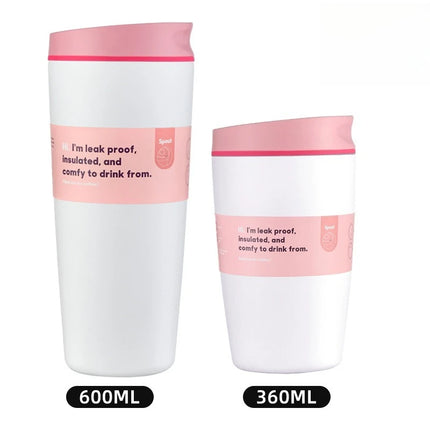 Simple Stainless Steel Vacuum Flasks Mug Insulated Coffee Cup Leakproof Lid Travel Silent Base Thermos Cups Thermal Water Bottle