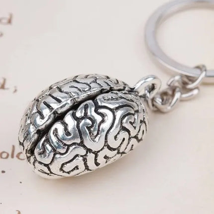 Human Brain Human Organs Body Parts Zombie Halloween Keychain stainless steel keyRing women man jewelry accessories pendant