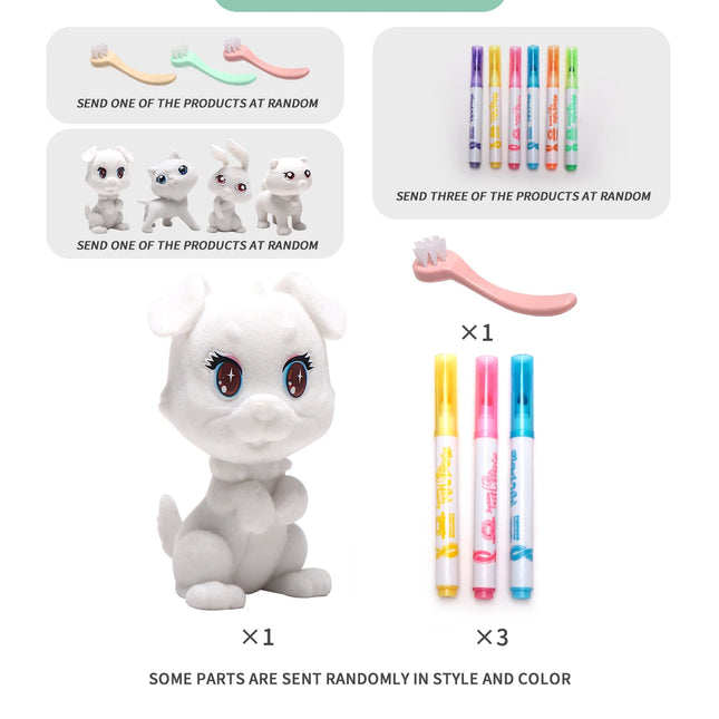 Cute Fun Pet Bathtub Playset - Washable Doodle Pet Toys with Color Crayons for Kids' Creative Bath Time Play