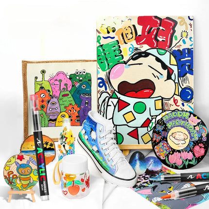 12/24/36/48Colors/set Acrylic Marker Pen Paint Brush Pen Painting Coloring Pen DIY Graffiti Art Making School and Office Supplie