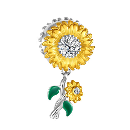 925 Silver Flowers Bouquet Rose Sunflower Blossom Petal Charms Beads Pendant Bracelet Necklace DIY Valentine's Day Gift Jewelry
