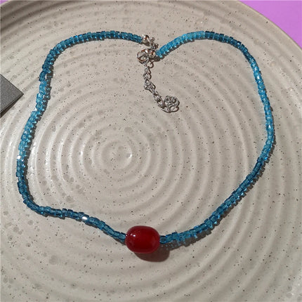 Cute Orange Ceramic Fish Starfish Pendant Beaded Choker Necklace For Women Seaside Vacation Bohemian Harajuku Charm Accessories