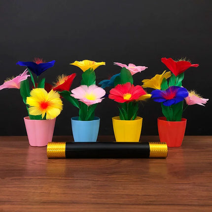 Wand to Four Flower Appearing Flowers in Four Vases Close Up Illusion Magic Tricks Gimmick Props Mentalism Classic Toys Magic
